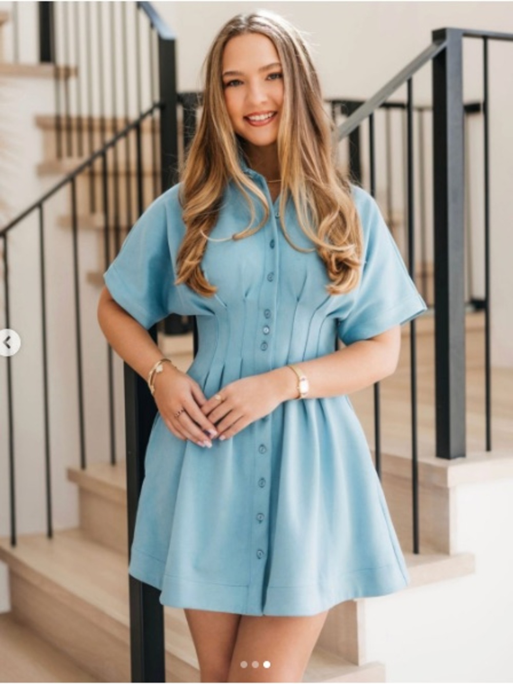 NWT $198 Anthropologie x Exquise Light Blue Tobie Faux Suede Mini Shirtdress XL